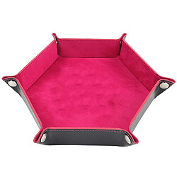 Plateau De Dés Boîte De Rangement En Cuir Pliable Support De Rangement De Bureau Rose Rouge