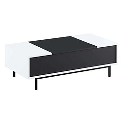 Hanah Home Table basse en aggloméré blanc et noir Force pieds noirs.