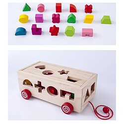 Classique de Développement Jouet En Bois Blocs, 16 Formes Trieuse, Filles et Boysfor 1, 2, 3 Ans Enfants, Pull-Long Bus de Tri Correspondant Blocs pas cher