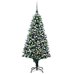 vidaXL Arbre de Noël artificiel pré-éclairé/boules pommes de pin 210cm