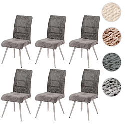 Mendler Lot de 6 chaises de salle à manger HWC-G55, fauteuil de cuisine, acier inoxydable brossé Tissu/Textile Chenille Öko-Tex ~ gris foncé