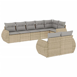 vidaXL Salon de jardin avec coussins 8 pcs beige résine tressée