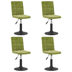 vidaXL Chaises pivotantes à manger lot de 4 vert clair velours