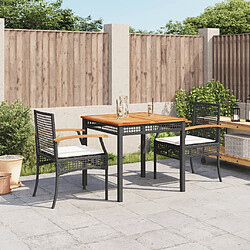 vidaXL Ensemble à manger de jardin avec coussins 3 pcs Noir