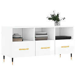 Avis Maison Chic Meuble TV scandinave - Banc TV pour salon Blanc brillant 102x36x50 cm Bois d'ingénierie -MN70259