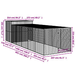 vidaXL Niche pour chien avec cour anthracite 214x661x181 cm pas cher