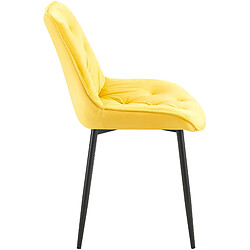 Decoshop26 Chaise de salle à manger x1 assise et dossier capitonné en velours jaune et métal noir 10_0002167 pas cher