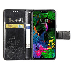 Acheter Wewoo Housse Coque Étui en cuir à Motif fleurs repiquées Lucky Clover pour LG G8 ThinQavec support et emplacements cartesainsi que portefeuille et dragonne Noir