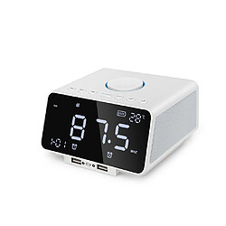 K9 Bluetooth Réveil Haut-parleur avec Radio FM et charge double USB Noir / Blancblanc