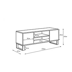 Avis Alter Meuble TV avec 2 portes et 1 étagère centrale, Buffet avec pieds, Buffet de salon style scandinave, cm 155x40h49, Couleur Blanc et plateau couleur Érable