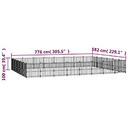 vidaXL Chenil d'extérieur pour chiens Acier 45,16 m² pas cher