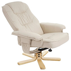 Mendler Fauteuil de télé M56, fauteuil de relaxation sans tabouret, similicuir ~ crème