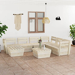 Maison Chic Salon de jardin palette 8 pcs - Table et chaises d'extérieur - Mobilier/Meubles de jardin Moderne Bois d'épicéa imprégné -MN62643