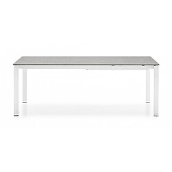 Inside 75 Table extensible 12 couverts EMINENCE 310 cm pieds métal blanc plateau mélaminé gris