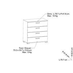 Avis Dansmamaison Commode 4 tiroirs Blanc mat/Chêne clair - ZILY