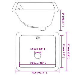 vidaXL Évier salle de bain blanc 30,5x27x14 cm rectangulaire céramique pas cher