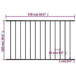 Avis vidaXL Panneau de clôture Acier enduit de poudre 1,7x1 m Noir