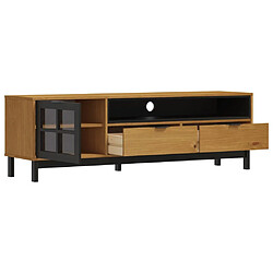 Avis vidaXL Meuble TV avec porte vitrée FLAM 158x40x50cm bois massif de pin