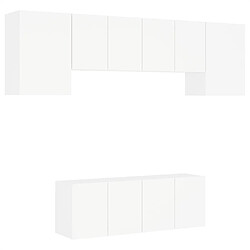 vidaXL Unités murales TV 6 pcs blanc bois d'ingénierie