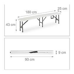 Helloshop26 Se table et 2 bancs pliants pliable jardin 180 cm blanc 13_0002461