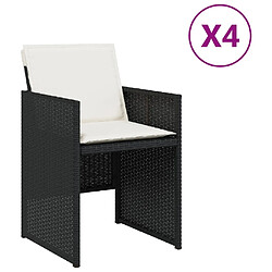 vidaXL Chaises de jardin lot de 4 avec coussins noir résine tressée