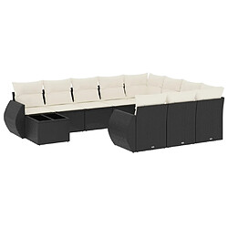 Maison Chic Salon de jardin 11 pcs avec coussins | Ensemble de Table et chaises | Mobilier d'Extérieur noir résine tressée -GKD36015