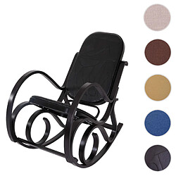 Mendler Rocking-chair fauteuil à bascule M41 ~ imitation noyer, cuir Patchwork, noir