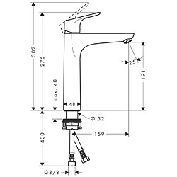 Hansgrohe 31518000 Focus 190 Mitigeur pour vasque libre Bonde non incluse Chromé