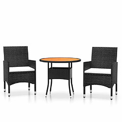 Maison Chic Mobilier à dîner 3 pcs de jardin - Ensemble table et chaises d'extérieur - Salon/Mobilier de jardin classique Résine tressée Noir -MN41599