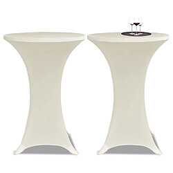 Decoshop26 Housse de table Ø80cm Crème extensible 2 pcs DEC022500