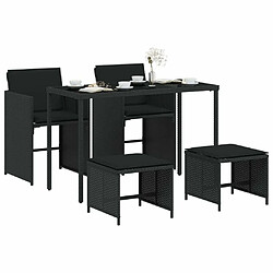 Avis Maison Chic Ensemble à manger d'extérieur 5 pcs avec coussins,Salon de jardin,Mobilier de jardin Noir Résine tressée -GKD147427