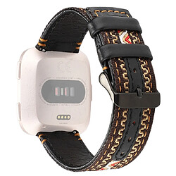 Wewoo Bracelet pour montre connectée en cuir véritable Fitbit Versa style ethnique Bohême