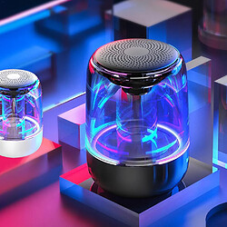 Universal Haut-parleur portable Bluetooth 5.0 Subwoofer lumineux à LED transparent HiFi stéréo audio cool autour du téléphone | Haut-parleur portable (noir)