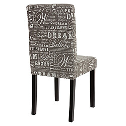 Mendler Lot de 4 chaises de séjour Littau ~ tissu gris words fabric, pieds foncés pas cher