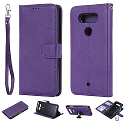 Wewoo Housse Coque Pour LG G8 ThinQ Solid Color Horizontal Flip de protection avec support et fentes cartes et portefeuille et cadre photo et lanière violet