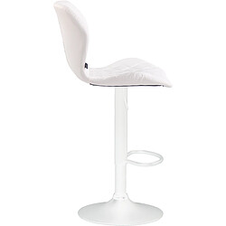 Avis Decoshop26 Tabouret de bar x1 avec coutures décoratives en forme de losanges en PVC blanc et métal blanc 10_0004654