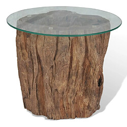 vidaXL Table basse Teck Verre 50x40 cm