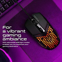 Vertux Katana Souris gaming ultralégère, coque honeycomb, RGB, 6400 DPI, 6 boutons programmables pas cher