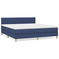 vidaXL Sommier à lattes de lit avec matelas Bleu 160x200 cm Tissu