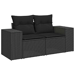 Acheter vidaXL Salon de jardin 7 pcs avec coussins noir résine tressée