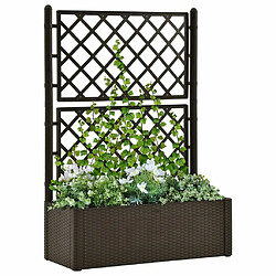 Maison Chic Jardinière,Lit surélevé de jardin - Bac à fleurs - pot de fleur et treillis et système d'arrosage Moka -GKD65218