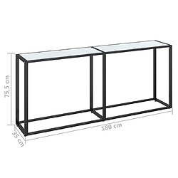 vidaXL Table console Marbre blanc 180x35x75,5 cm Verre trempé pas cher