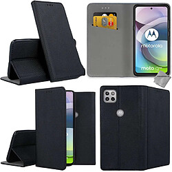 Htdmobiles Housse etui portefeuille avec coque intérieure en silicone pour Motorola Moto G 5G + film ecran - NOIR MAGNET