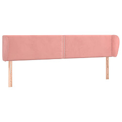 vidaXL Tête de lit avec oreilles Rose 163x23x78/88 cm Velours