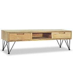 Avis Helloshop26 Meuble télé buffet tv télévision design pratique 120 cm teck massif beige 2502249