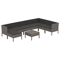 Maison Chic Salon de jardin 9 pcs + coussins - Mobilier/Meubles de jardin - Table et chaises d'extérieur Résine tressée Gris -MN95150