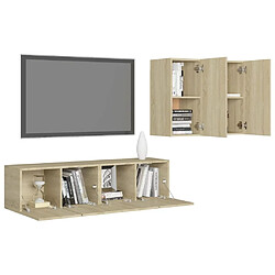 Avis Maison Chic Ensemble de meubles TV 4 pcs | Banc TV Moderne pour salon | Meuble de Rangement - Chêne sonoma Aggloméré -MN96638