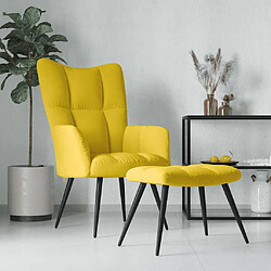 vidaXL Chaise de relaxation avec tabouret Jaune moutarde Velours