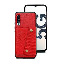 Wewoo Coque Rigide Pour Galaxy A90 5G Etui de protection magnétique antichoc PU + TPU avec fentes cartes Rouge