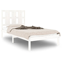 Maison Chic Lit adulte - Lit simple Cadre de lit,Structure du lit Contemporain Blanc Bois de pin massif 90x200 cm -MN37887